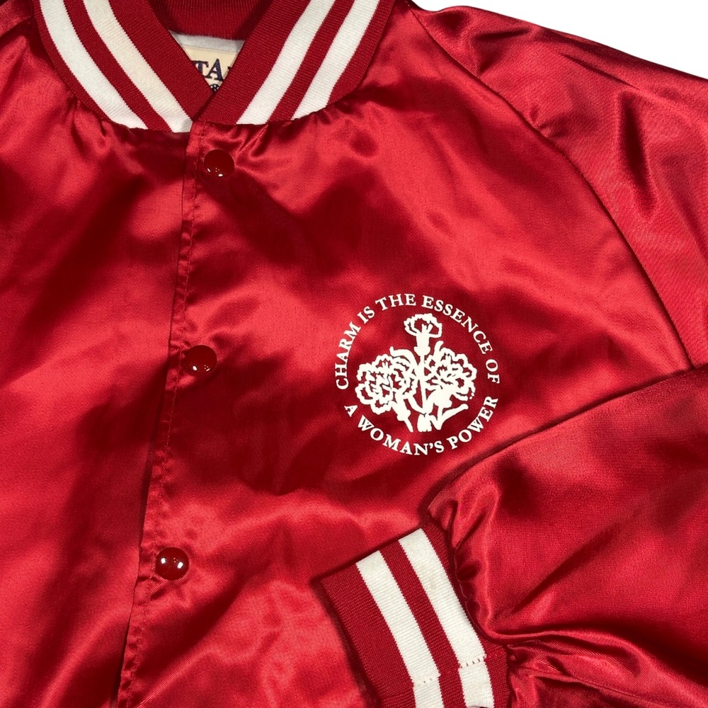 Vintage 90s Satin Jacket Westark‎ Womens XL Red Charmettes Bomber Excellent